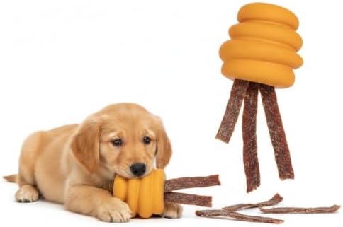 Green Sheep Enrichment Dog Ball for Small Dogs, Natural Rubber Treat Dispensing Chew Toy for Mental Stimulation & Boredom Relief, Interactive Dog Toys, Yellow