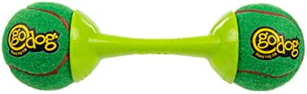goDog Holiday Collection goBone Double-Sided Tennis Ball Bone Dog Toy - Green/Red, Large