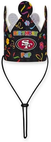 NFL San Francisco 49ers Pet Birthday Crown, NFL Dog Birthday Party Set and Costume, Licensed Dog & Cat Birthday Party Hat, Football Team Costume Accessory, Pet Celebration Outfit