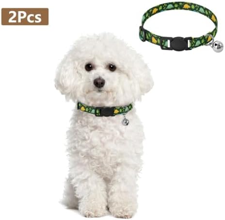2 Pack Cat Collar Cute Cartoon Dinosaurs Dog Collar with Bell, Adjustable Length 10.6" to 17.1"