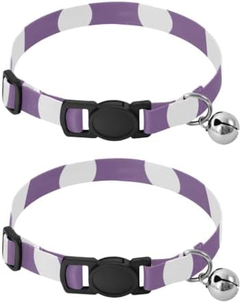 2 Pack Dog Collar Purple Polka Dots Dog Bell Collar, Adjustable Length 10.6" to 17.1"