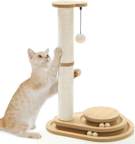 Made4Pets Cat Scratching Post for Indoor Cats with Ball Track 23.4"