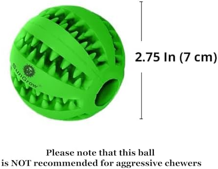 SunGrow Teething Treat Chew Ball for Rabbit, Ferret, Guinea Pig, Puppy, Kitten Tooth Clearing Puzzle Treat Dispenser, Aquarium Fish Bloodworm & Snack Holder, 2.75 inches