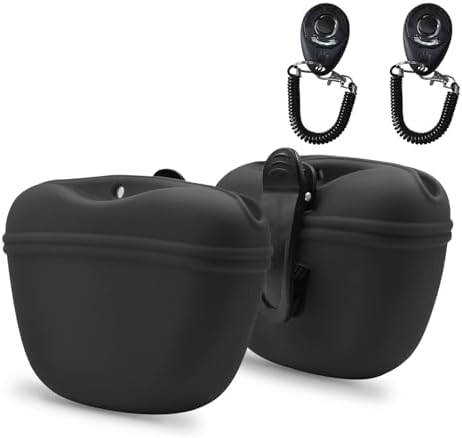AUDWUD Silicone Dog Treat Pouch with Clicker Magnetic Closure Secure Clip