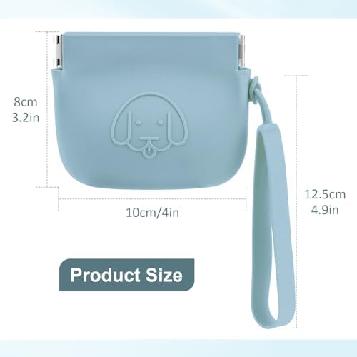 WALLFID Silicone Dog Treat Pouch Small Bag,Auto Closure,with Pet Training Clicker,Walking Bag for Dog and Cat,Pocket Size,Easy to Clean,Odorless (sky blue)