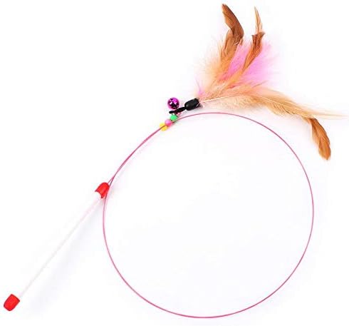 Cat Interactive Toy Stick Feather Wand With Small Bell Mouse Cage Toys Plastic Artificial Colorful Cat Teaser Toy Pet Supplies (Tpye7)