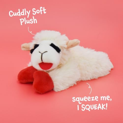 Multipet Lamb Chop Dog Plush Toy - Squeaky Toy for All Dogs - Extra Soft Plush - Stuffed Animal Dog Toy for Cuddling & Playing - Cute Pet Toy (6", Cream)