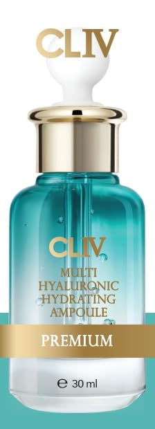 CLIV Multi Hyaluronic Hydrating Ampoule | 85% Hyaluronic Acid, 8-Layer Hydration, Ceramides & Panthenol for Deep Moisture Care | Korean Skincare Nourishing Serum | 1.01 Fl Oz (Pack of 1)