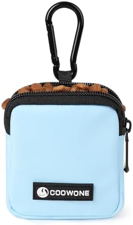 Dog Treat Pouch Pocket Sized Pet Puppy Training Pouch for Dog Training Behavior Aids, Waterproof Nylon Fabric Dog Poop Bag Holder, Hands Free Dog Walking Bag with Metal Carabiner (Blue)