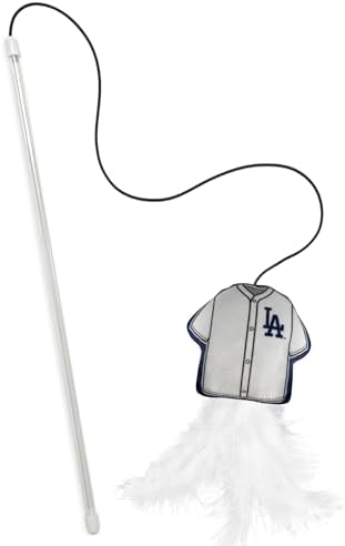 Pets First MLB Los Angeles Dodgers Team Jersey Wand with CAT NIP, Cat Toy Jersey Shaped Plush Teaser Toy for Cats & Kittens - Interactive Pet Toy for Play & Exercise