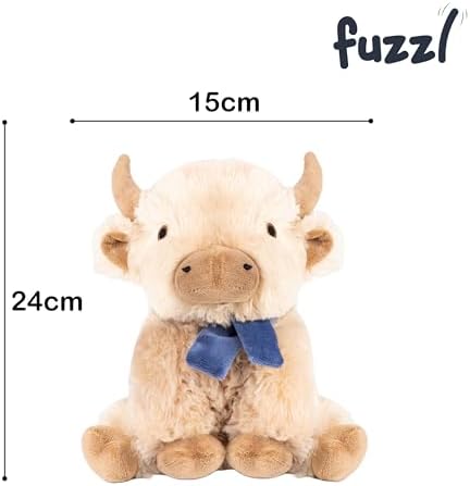 Fuzzl Highland Cow Soft Dog Toy with Mooo Squeaker Sound - Plush Dog and Puppy Toy Interactive