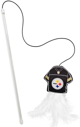 Pets First NFL Pittsburgh Steelers Team Jersey Wand with CAT NIP, Cat Toy Jersey Shaped Plush Teaser Toy for Cats & Kittens - Interactive Pet Toy for Play & Exercise