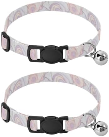 Marble Swirling Pastel Cats Collar 2 Pack Collars for Cats Adjustable Length 10.6" to 17.1"
