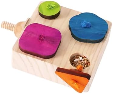 Birdie Puzzle Feeder - Interactive Foraging Toy for Parrots, Parakeets, Cockatiels, Conures | Mental Enrichment & Stimulation Game to Prevent Boredom (Colorful)
