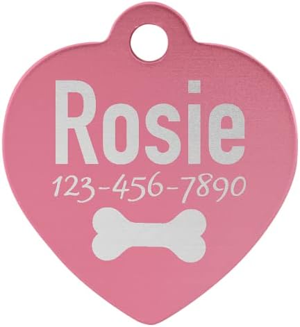 Signature Custom Laser Engraved Anodized Aluminum Pet ID Tags (Silver, Heart 1 1/4" x 1 1/4")