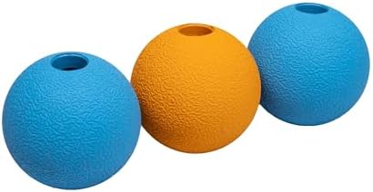 Amazon Basics Interactive Bouncy Durable Rubber Dog Toy Balls, 2.5 inch, Blue, Orange, Pack of 3