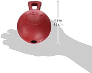 Jolly Pets Tug-n-Toss Heavy Duty Dog Toy Ball with Handle, 4 Inches/Petite, Red