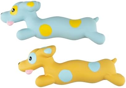 Squeaky Dog Toys [2-Pack], Natural Latex Interactive Squawking Toy for Small Medium Dogs, Durable Bite-Resistant Puppy Chew Toys for Boredom & Teething