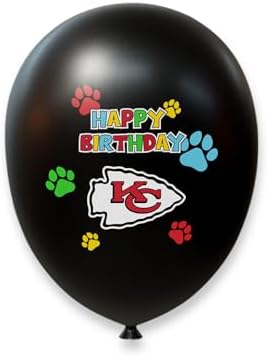 NFL Kansas City Chiefs Pet Birthday Party Balloons Set of 6 Licensed NFL Football Team Dog & Cat Birthday Party Decoration Sports Theme Dogs B-Day Pawty Balloon Celebration