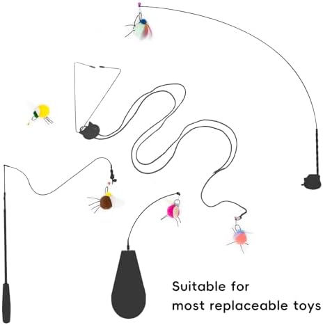 Cat Wand Attachment Toys, 5 PCS Fly Bugs Refills with Bells for Cat Teaser, Chase and Exercise Toys for Indoor Cats and Kittens Enrichment (No Wand Toy)