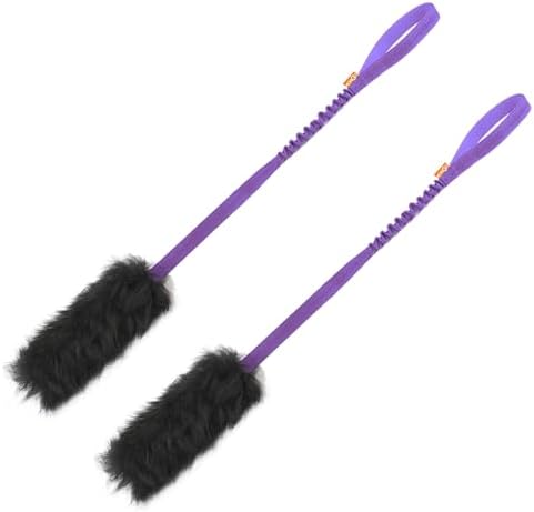 HOWGO Bungee Dog Toy, 100% Sheepskin Tug Rope (Purple, Long w/o Ball 2PC)