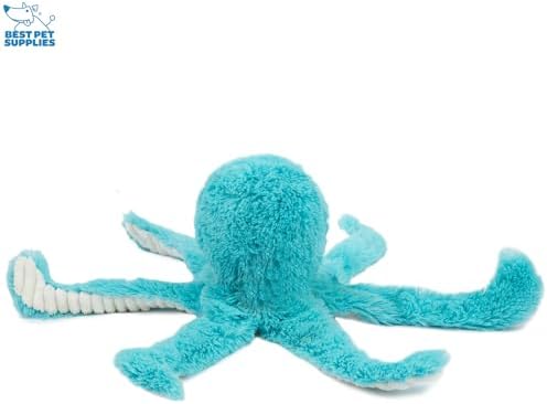 Best Pet Supplies Interactive Squeaky Dog Chew Toy, Ideal Dog Toys for Chewers, Small, Medium & Large Dogs, and Fetch Lovers - Octomutant (Turquoise), Large