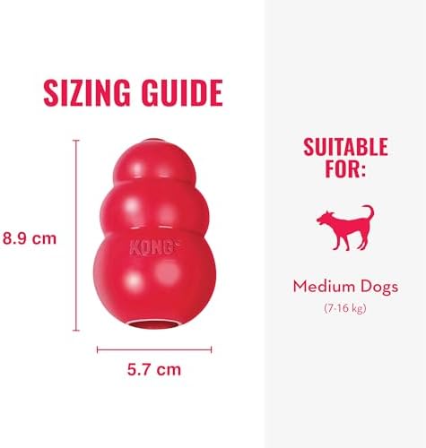 KONG Classic Stuffable Dog Toy, Natural Rubber, for Medium Dogs (Pack of 2) | Treat-Filling Fetch & Chew Toy with Erratic Bounce, Made from KONG Durable Natural Rubber for Extended Playtime