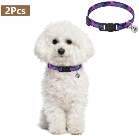 Retro Neon Purple Gradient Sun Easy to Wear Pet Collars 2 Pack for Cats