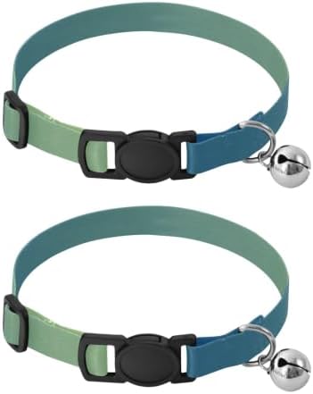 2 Pack Kitten Collar Blue Gradient Collar with Bell for Dog Puppy, Adjustable Length 10.6" to 17.1"