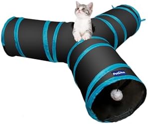 PetLike Cat Tunnel for Indoor Cats Collapsible Pop-up Pet Tube Peek Hole Hideaway Play Toys for Cats with Ball