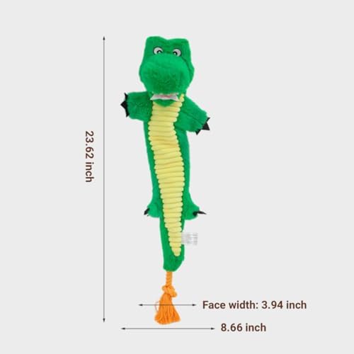23.62 Inch Stuffing Free Crocodile Squeaky Dog Toy, Tug Chew Toy for Dogs