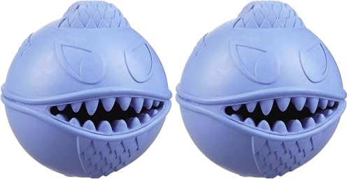 Jolly Pets Monster Ball Bouncing Dog Toy/Treat Holder, 2.5 Inches, Blue (Pack of 2)