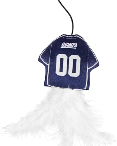 Pets First NFL New York Giants Team Jersey Wand with CAT NIP, Cat Toy Jersey Shaped Plush Teaser Toy for Cats & Kittens - Interactive Pet Toy for Play & Exercise