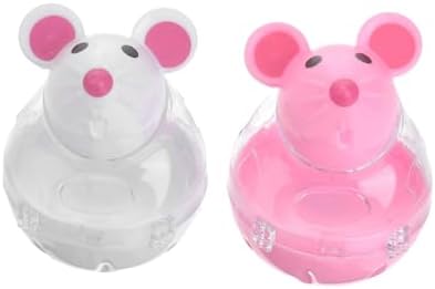 2pcs Cat Tumbler Toy Interactive Mouse Shape PET Feeder Automatic Snack Dispenser for Cats for Play and Treats