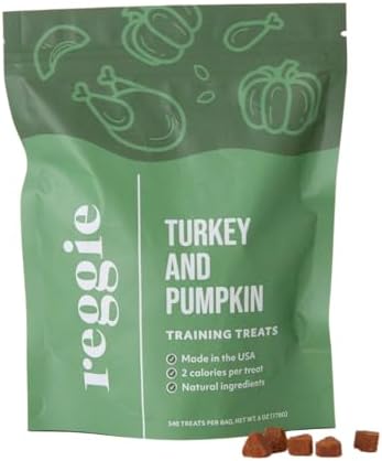 Reggie Dog Training Treats with Enrichment Toy | Turkey & Pumpkin Dog Treats + Forager Ball | Low-Calorie High-Protein Rewards | Mental Stimulation for Dogs | 340 Treats