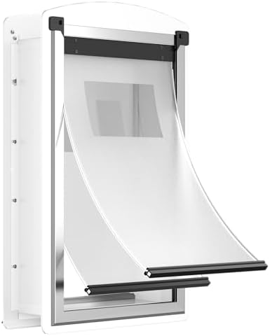 X-Large Dog Door for Wall, Weatherproof Steel Pet Entry Door | Telescoping Tunnel, Magnetic Flaps, 2 Sliding Lock Panels, Weatherproof Structure, Easy to Install