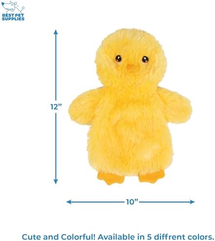 Best Pet Supplies Interactive Squeaky Dog Toy - Baby Chicken, Yellow | Stuffing Free Body, Soft, Squeaks & Crinkles, No Mess, Perfect for Moderate Chewers, Toss and Fetch Play