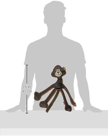 Multipet Skele Monkey Dog Rope - Nylon Tug of War - Squeaky Toy for All Dogs - Animal Dog Toy for Playing Toss & Fetch (15", Brown)