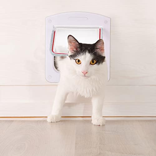Saintrygo Cat Door Interior Door/Exterior Door 4 Way Rotary Locking Flap Cat Doors for Outdoor Indoor Weatherproof Pet Doors for Cats & Dogs Circumference < 23", Outer Size 9.61" x 7.99"