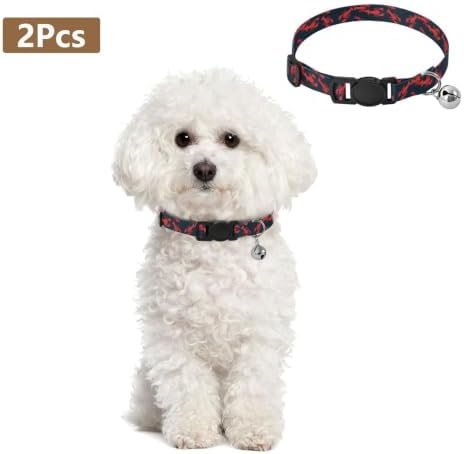 Red Lobster Small Dog Collar 2 Pack Soft Polyester Pet Collar Adjustable 10.6 to 17.1 Inches