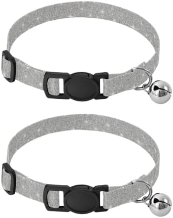 Stars Gray Collar for Cats, 2 Pack Bell Collar for Small Dogs