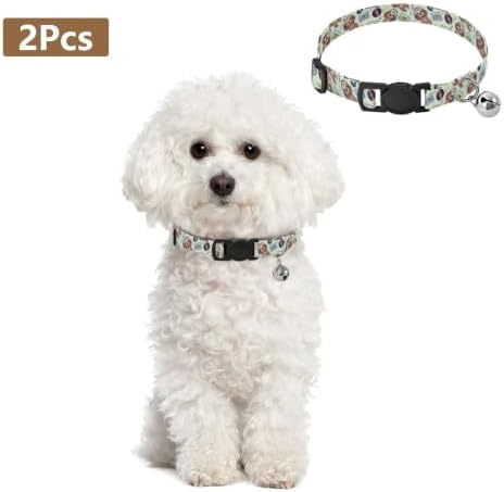 Cute Cartoon Sloths Listening Music Adjustable Buckle Kitten Collar 2 Pack Lightweight Pet Collar for Cats and Dogs
