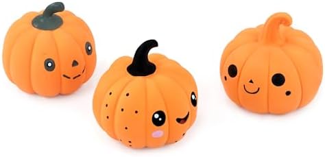 CHIWAVA 3PCS 2.4" Squeak Halloween Pumpkin Latex Dog Toy Set for Small Dogs