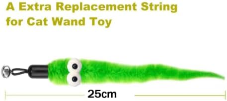 Cat Wand Toy with Fuzzy Worm Lure, Bell, and Flexible Wire