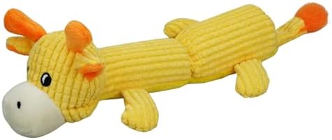 Squeaky Dog Toy No Stuffing with 2 Squeaker Body, Plush Cow Animal Interactive Chew Dog Toy for Small Medium Large Dogs