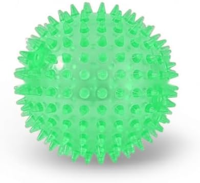 Squeaky Spiky Dog Ball for Teeth Cleaning & Gum Massage 2.5 Inch Small Medium Dogs Green | Spiny TPR Rubber Chew Toy for Fetch Play Interactive Bouncy Dental Ball Durable BPA Free Nontoxic Floats