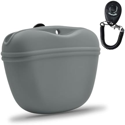 AUDWUD Silicone Dog Treat Pouch with Clicker Magnetic Closure Secure Clip