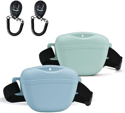AUDWUD Magnetic Silicone Dog Treat Pouch with Adjustable Belt