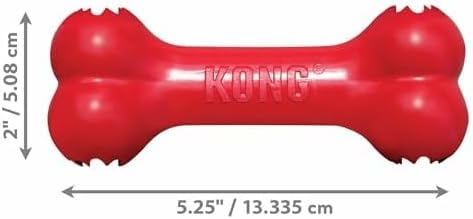 KONG Goodie Bone, Treat-Dispensing Toy, Red, for Small Dogs (Pack of 2) | Classic KONG Durable Natural Rubber Bone with Goodie Grippers That Hold Treats & Support Mental Engagement