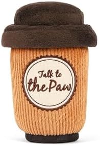 P.L.A.Y. Cute Plush Dog Toys - Coffee Shop Food Themed Durable Squeaker Chew Toy for Medium & Large Dogs - Machine Washable, Recycled Materials (Pup Cup Cafe Doggo's Java, Medium)